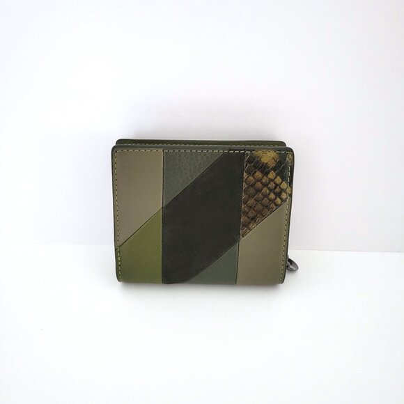 Coach CCL77 Snap Wallet Patchwork Small Clutch Olive Multi Mixed Materials - Picture 3 of 7